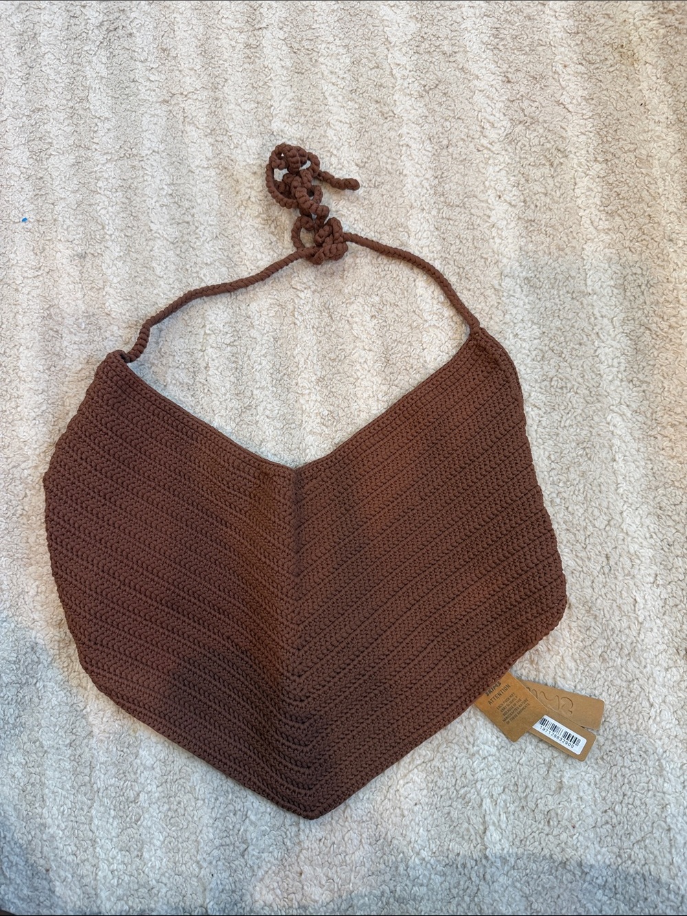 SKIMS Handmade Crochet Halter Top in Rich Brown